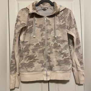 Athleta Triumph Hoodie Soft Gray Beige Camo Size Small—See Description